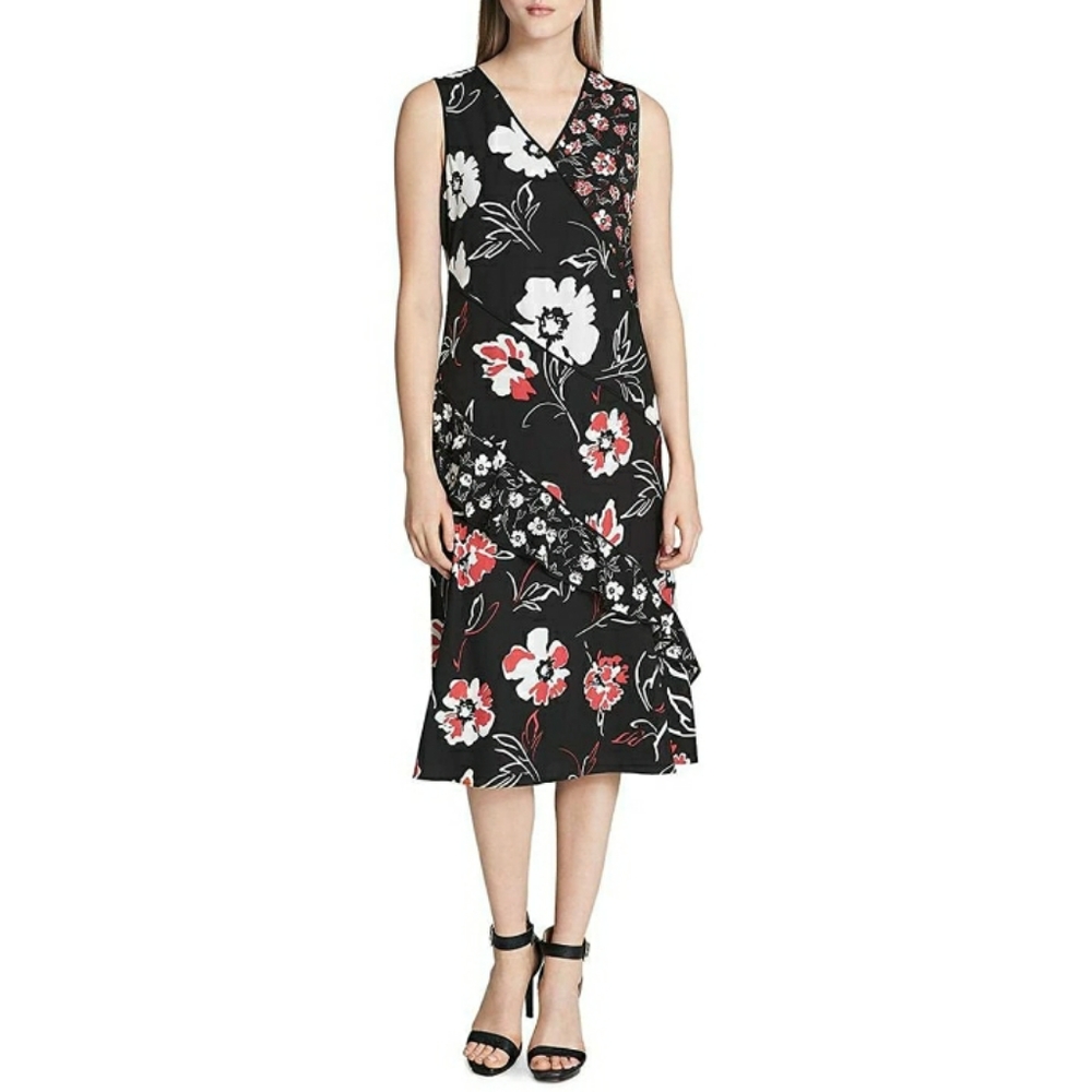 NWT Calvin Klein Floral Panel Sleeveless Dress - Picture 7 of 7
